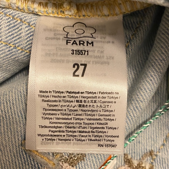 FARM Rio Light Blue Rose Embroidery Denim Flare Jeans. F34 3155721. Size 27 - Picture 14 of 16